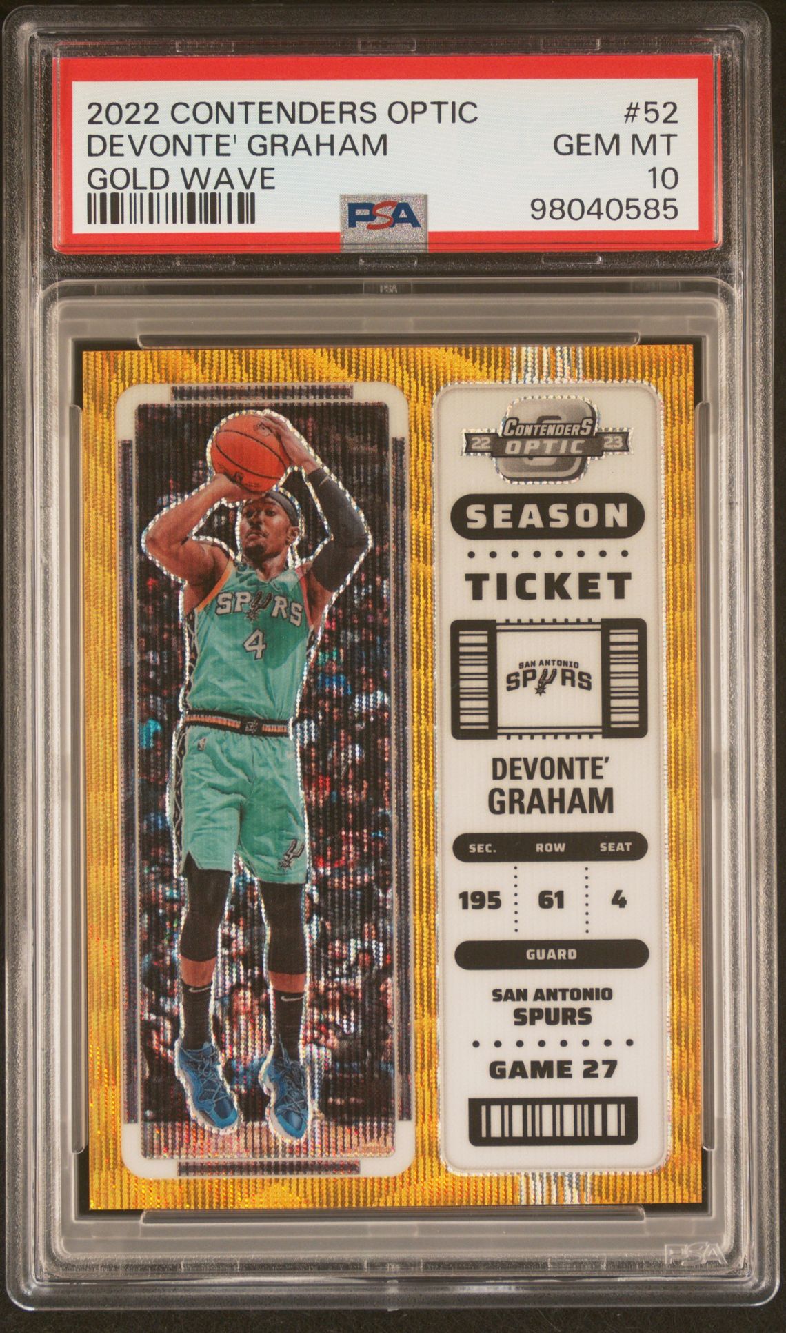 2022 Panini PANINI CONTENDERS OPTIC GOLD WAVE #52 Devonte' Graham front