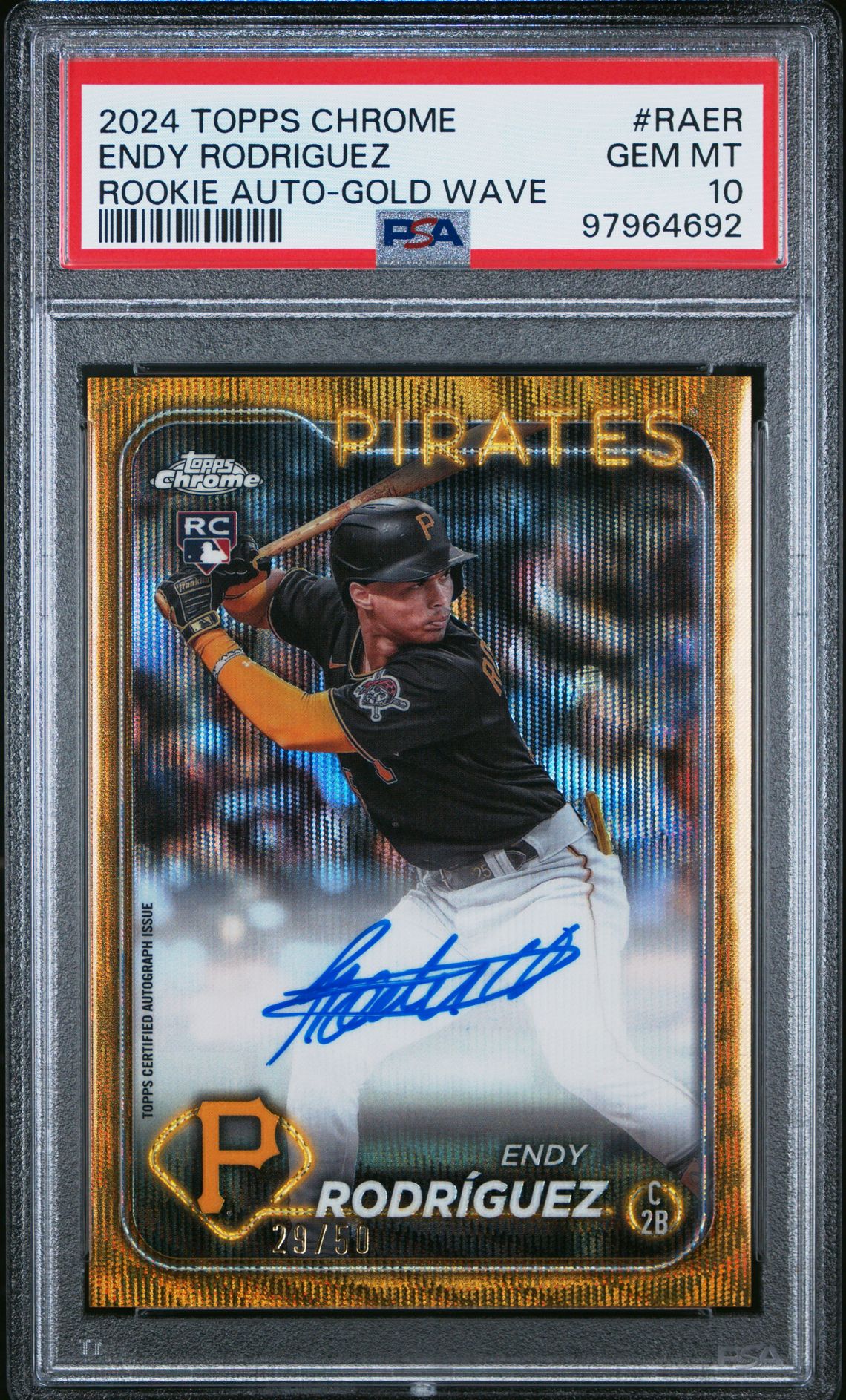 2024 Topps TOPPS CHROME ROOKIE AUTOGRAPHS GOLD WAVE #RAER Endy Rodriguez front