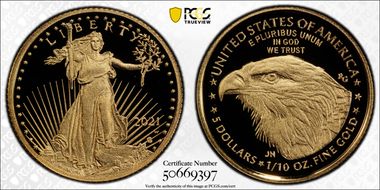 2021-W $5 Gold Eagle - Type 2 Designer Edition PR70DCAM