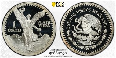 1989-Mo Onza Libertad Ag w/o Dot 999 PR69DCAM