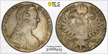 "1780"-S.F. Thaler Modern Restrike (1853-Present) AU50