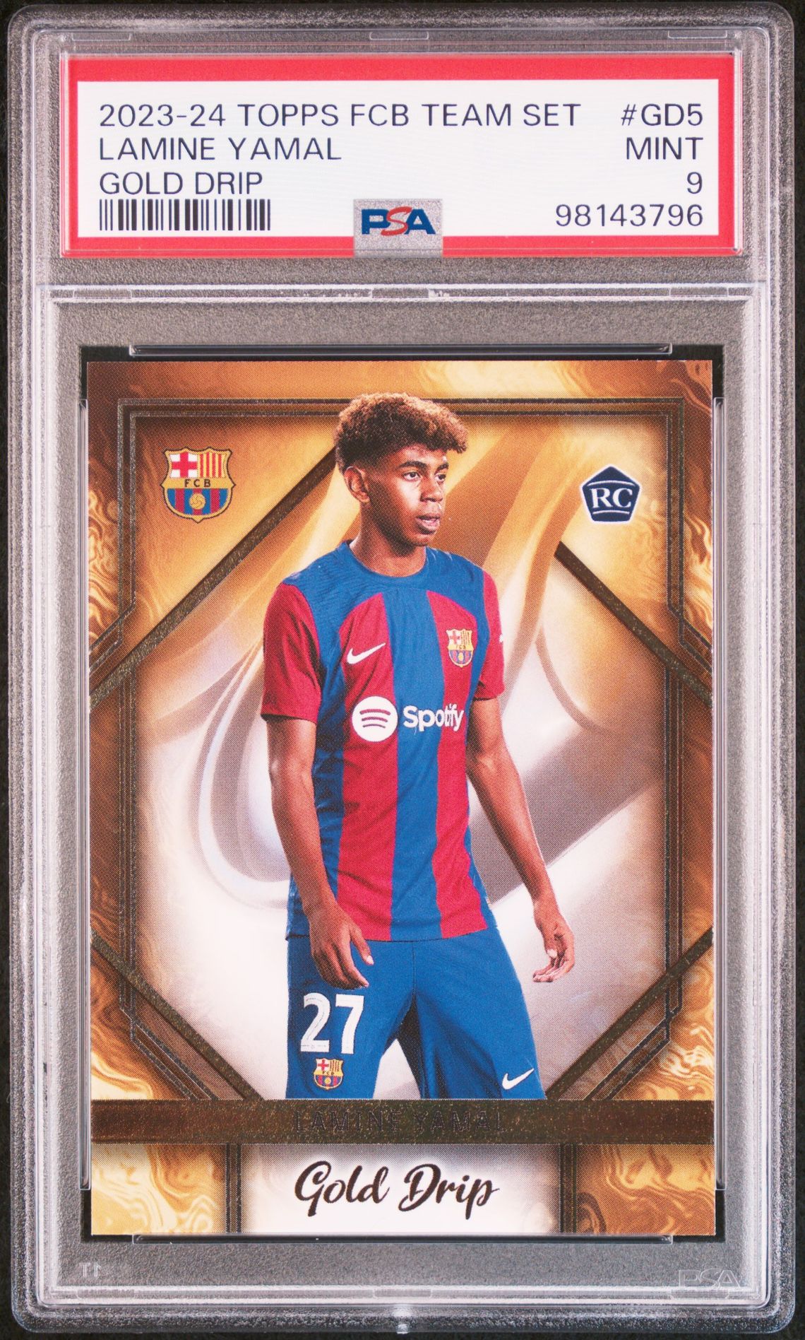 2023 Topps Fc Barcelona Team Set Gold Drip Lamine Yamal #Gd5 Mint 9 front