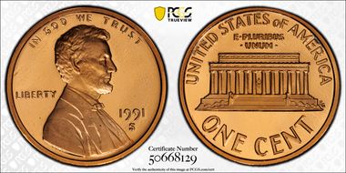1991-S 1C PR69DCAM
