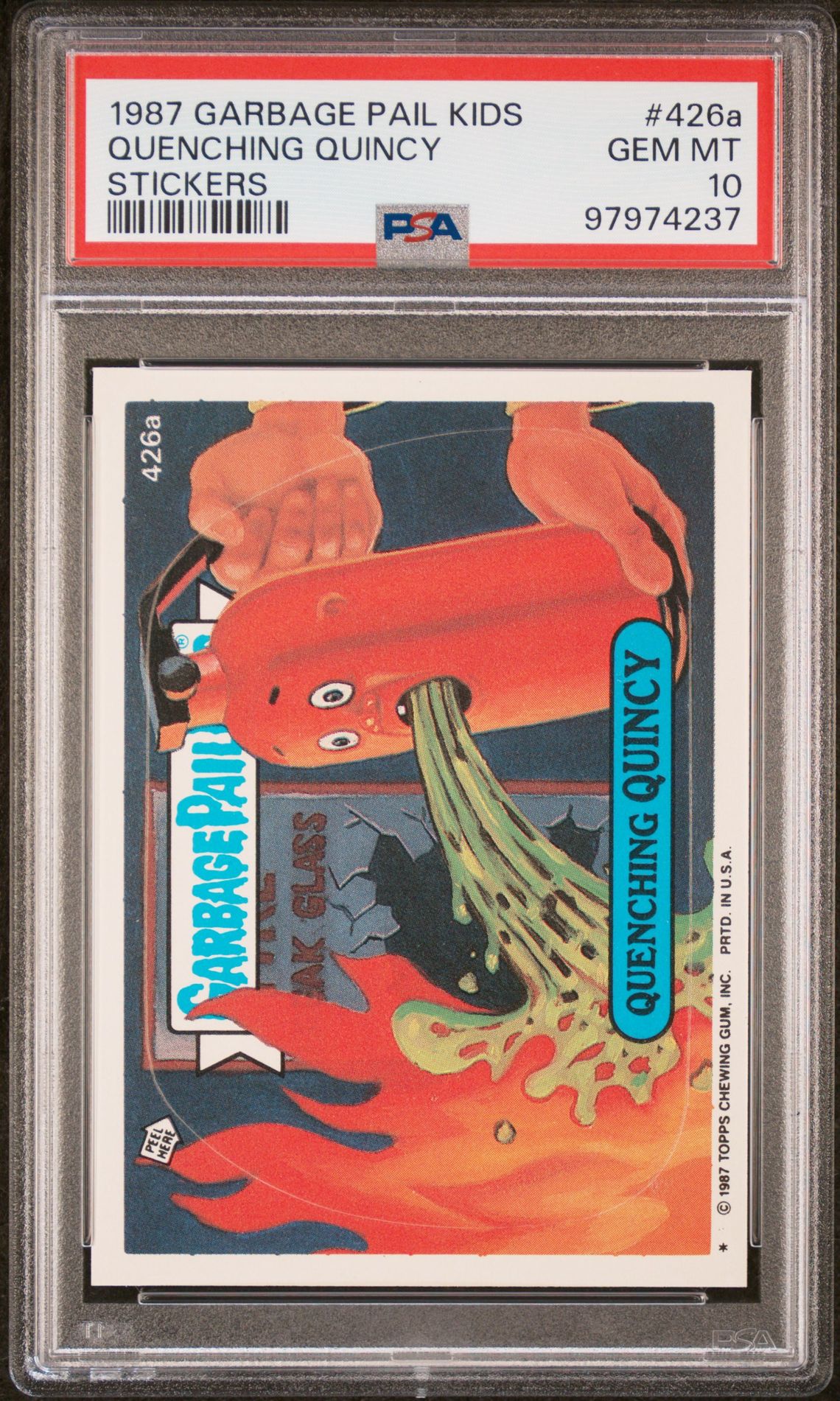 1987 Topps GARBAGE PAIL KIDS STICKERS #426A Quenching Quincy front