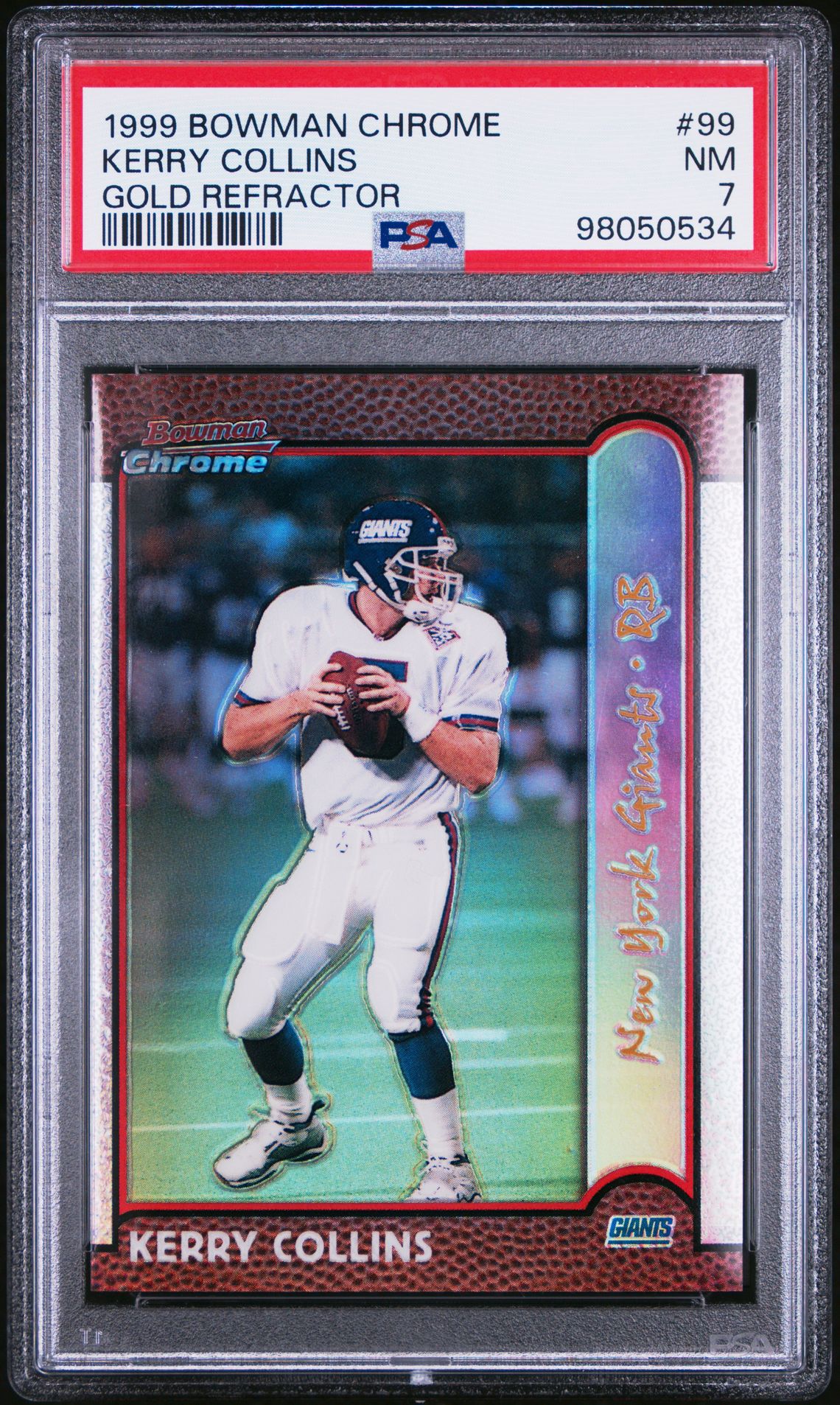 1999 Bowman Chrome Kerry Collins #99 (Gold Refractor) Nm 7 front