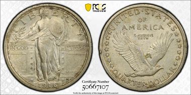 1916 25C Standing Liberty N1