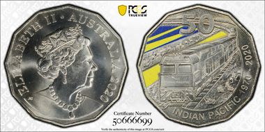 2020 50C Indian Pacific Train Colorized MS67