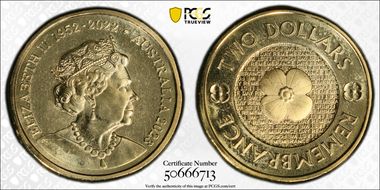 2023 $2 35th Ann $2 Coin Set Remembrance Poppy MS68