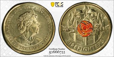2023 $2 35th Ann $2 Coin Set Colorized Firefighters MS66