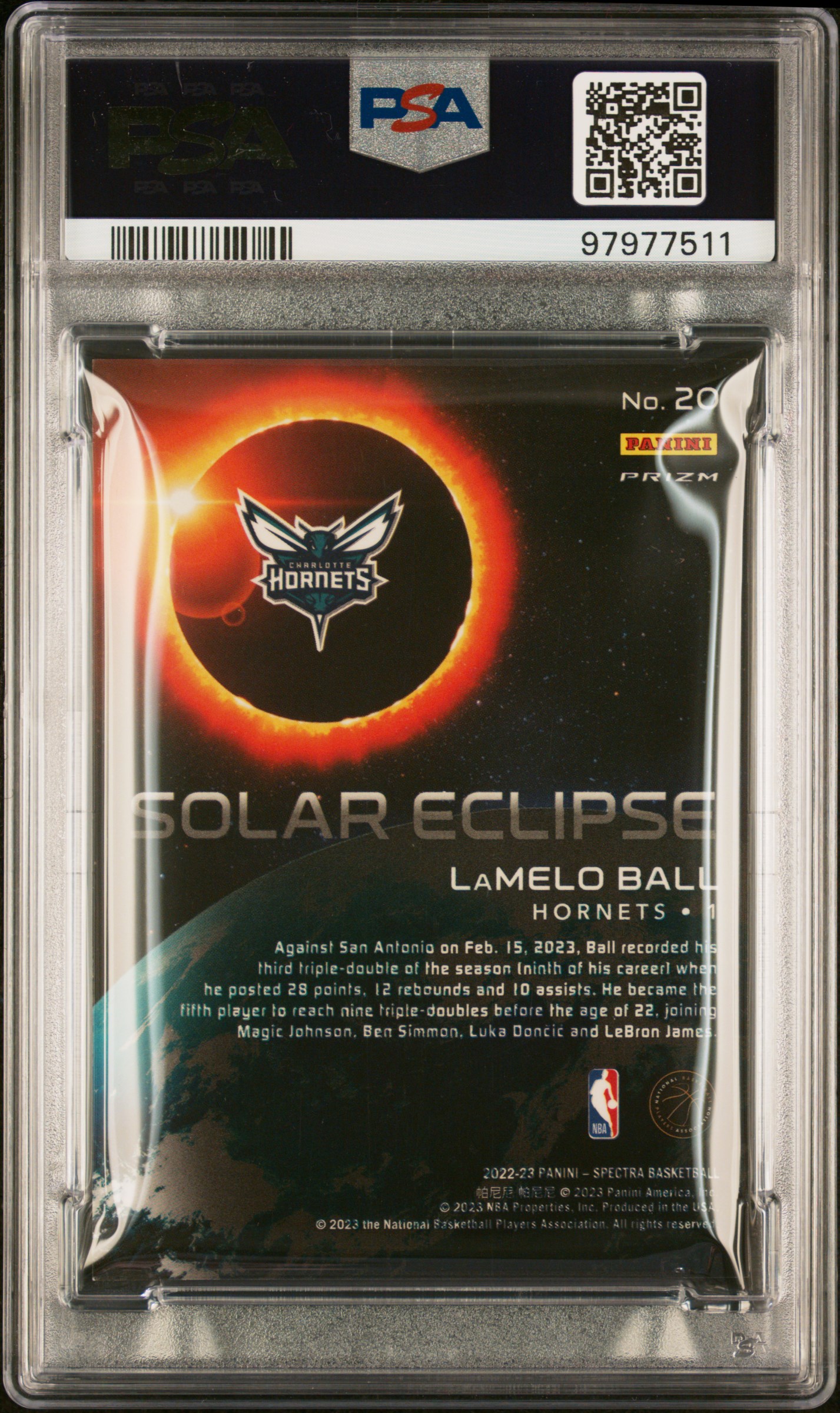 2022 Panini Spectra Solar Eclipse Lamelo Ball #20 Mint 9 back
