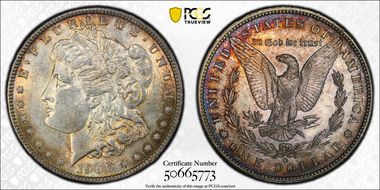 1900-O/CC $1 VAM 10, Overmintmark AU58