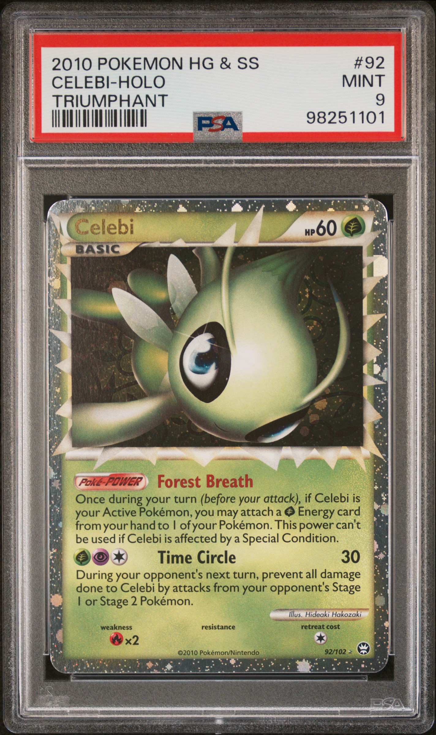 2010 Pokemon Heartgold & Soulsilver Triumphant Celebi-Holo #92 (Triumphant) Mint 9 front