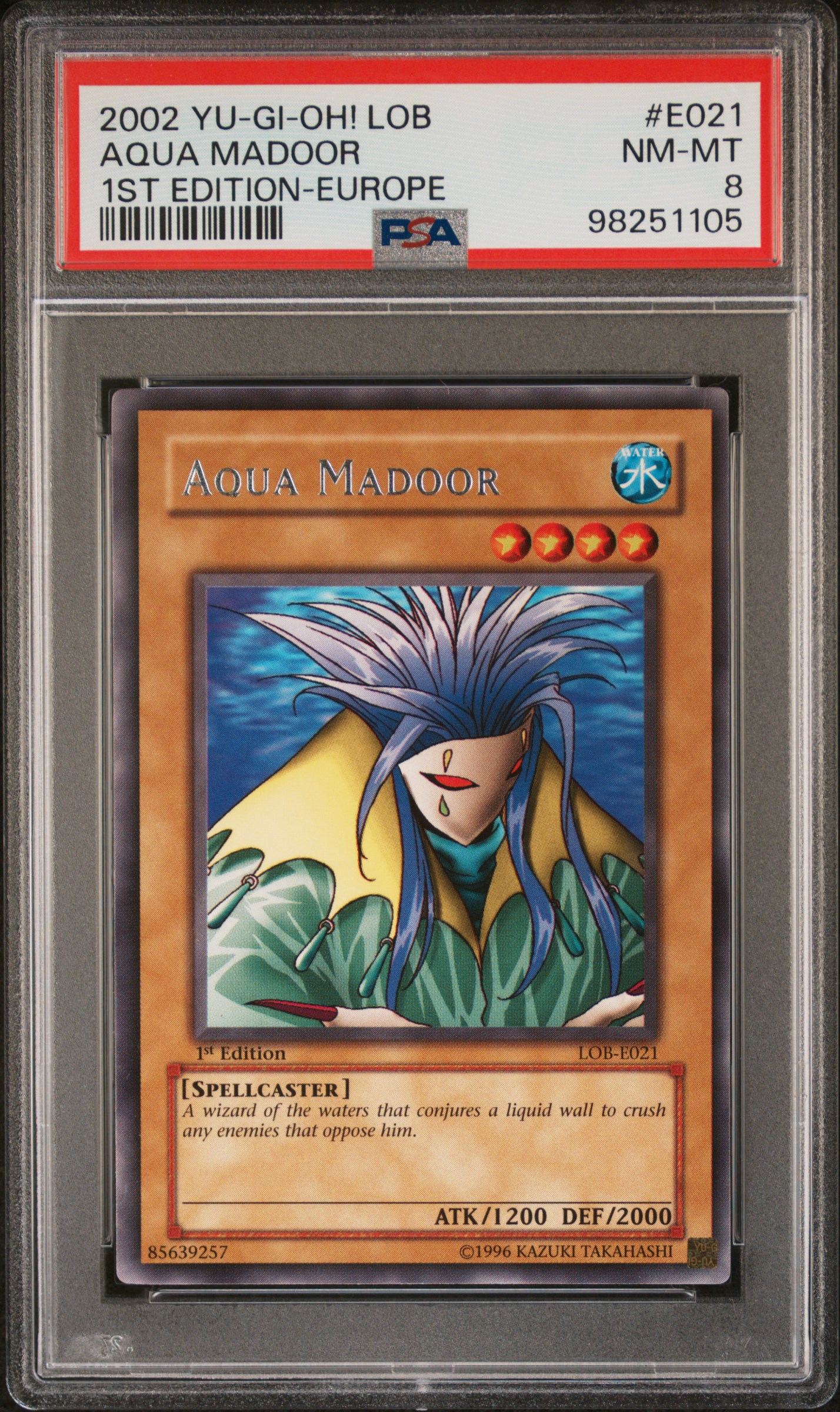 2002 Yu-Gi-Oh! Lob-Legend Of Blue Eyes White Dragon Aqua Madoor #E021 (1St Edition-Europe) Nm-Mt 8 front