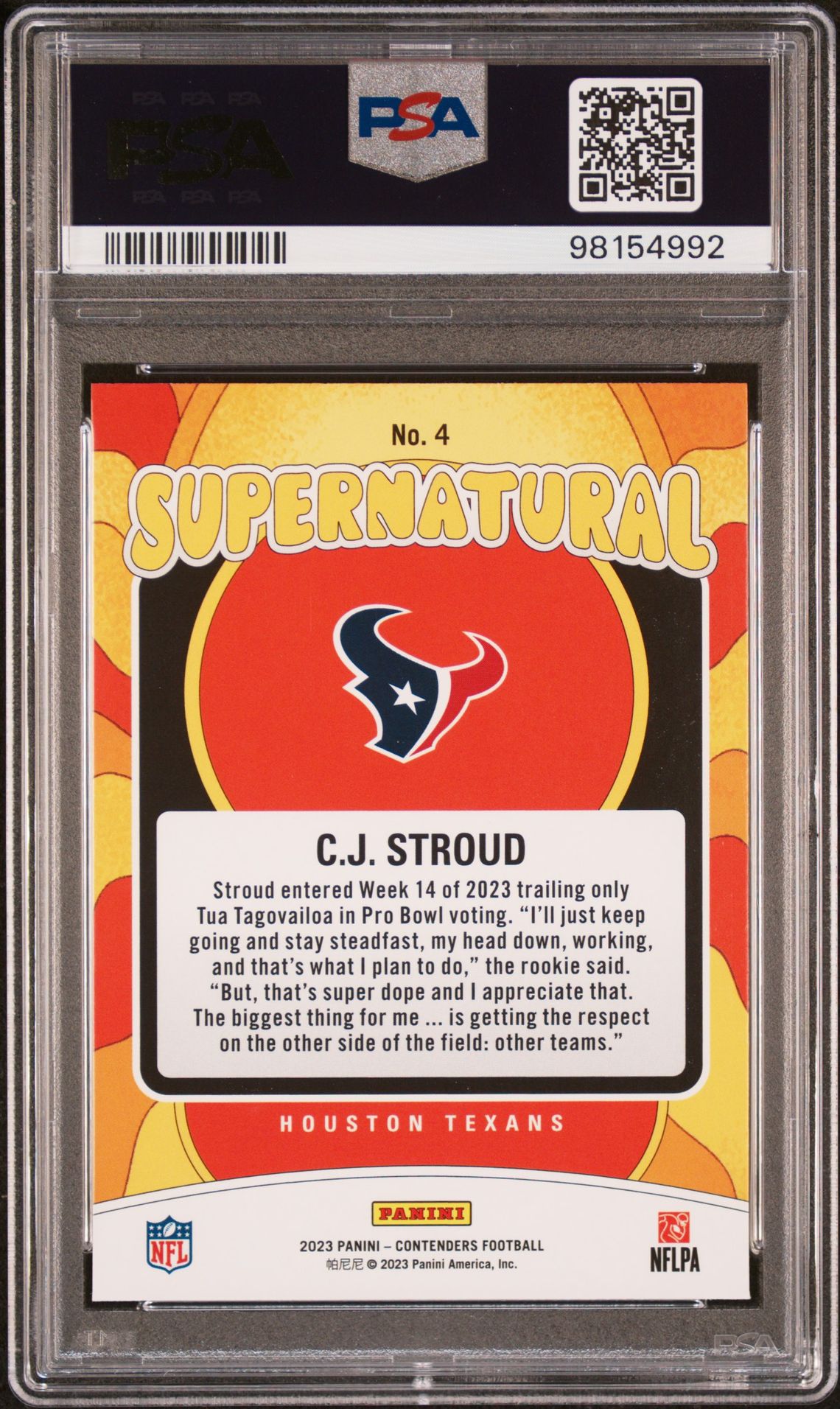 2023 Panini Contenders Supernatural Cj Stroud #4 Mint 9 back