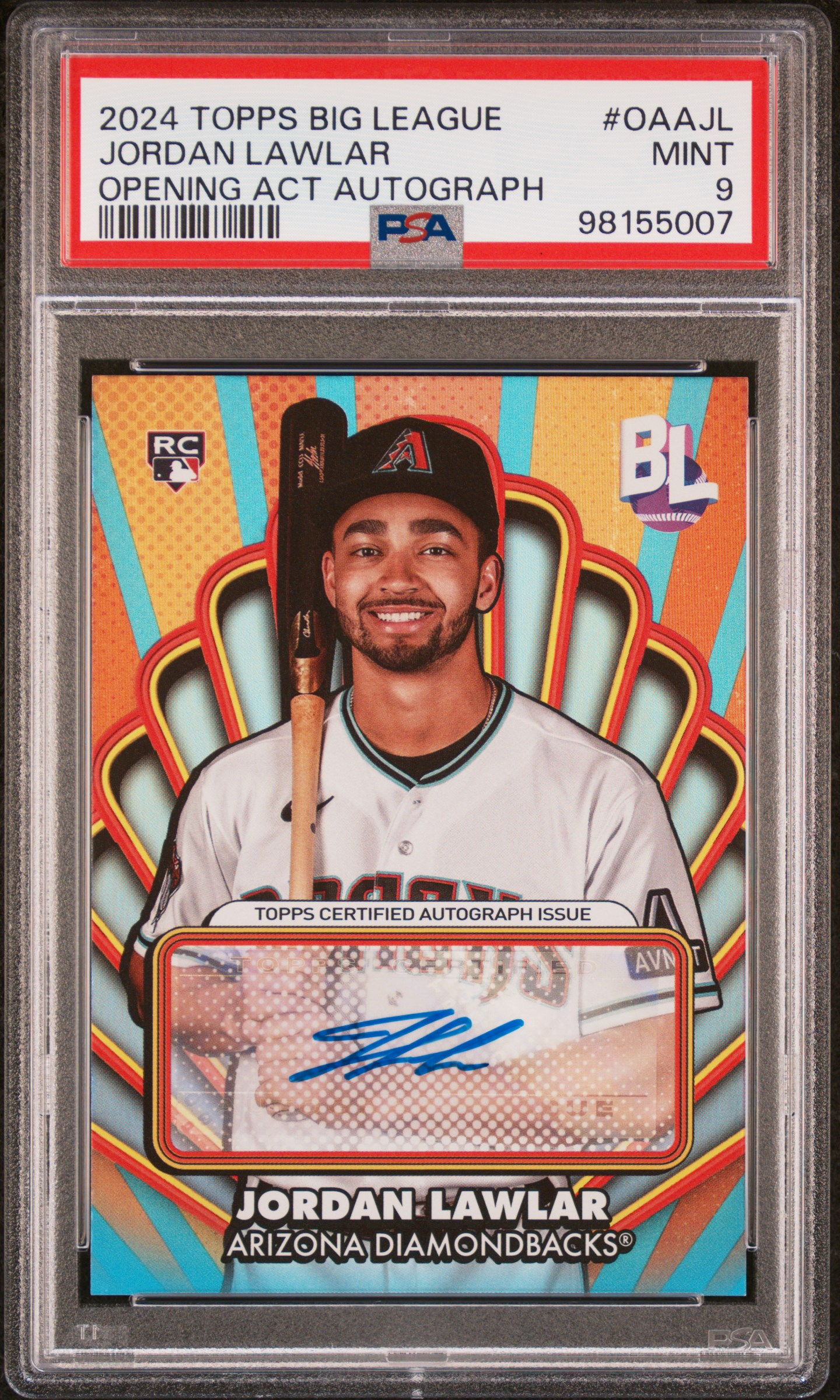 2024 Topps Big League Opening Act Autographs Jordan Lawlar #Oaajl (Opening Act Autograph) Mint 9 front