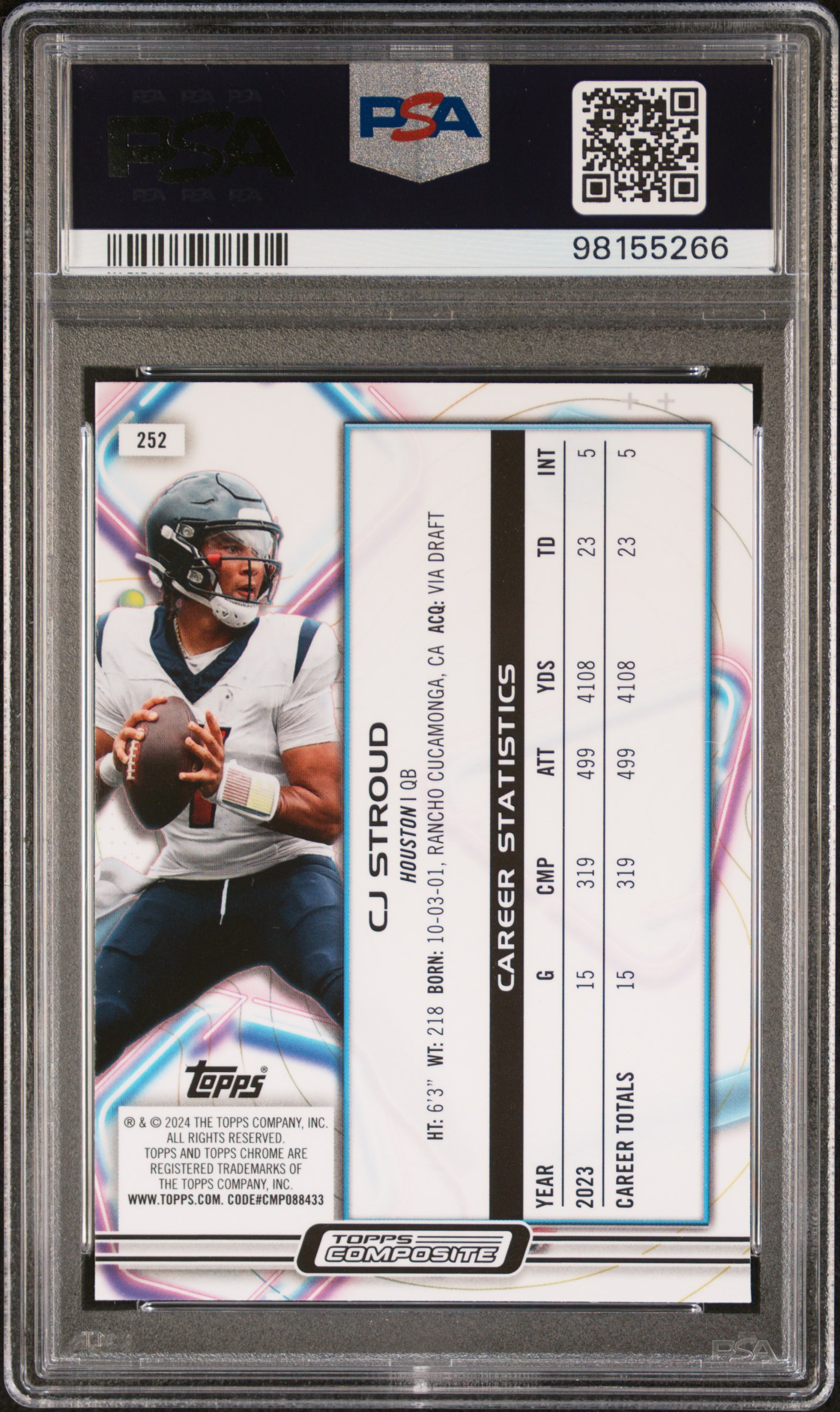 2023 Topps Composite Cj Stroud #252 Mint 9 back