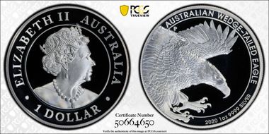 2020-P $1 Wedge-Tailed Eagle High Relief PR70DCAM