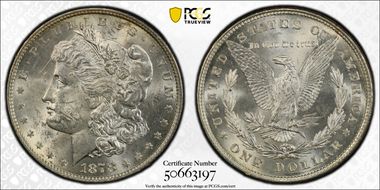 1878 8TF $1 VAM 14.2, Polished Ear MS62
