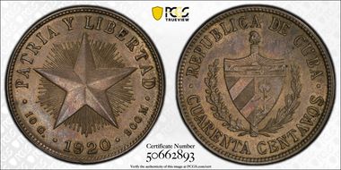 1920 40C Low Relief AU58