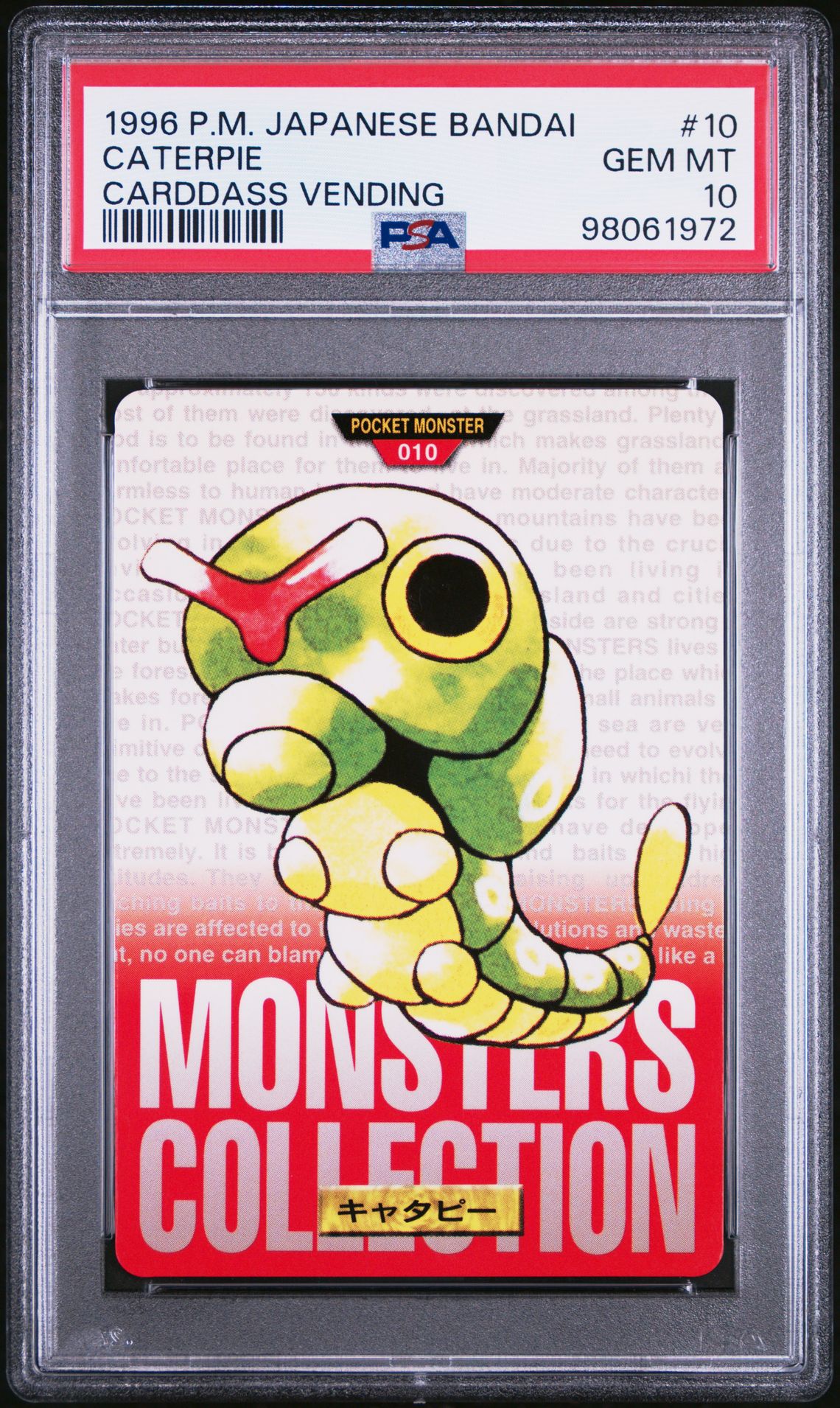 Caterpie card, red version, PSA 10