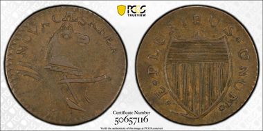 1787 NJ 1/2P Double Coulter, M-Shaped Ears Maris 6-D AU50BN