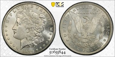 1890-CC $1 Tailbar MS63