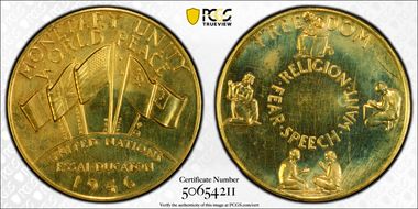 1946 SC$1 HK-873 Au, UN Monetary Unity MS63