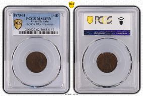 1875-H 1/4D S-3959 Older Features MS62BN
