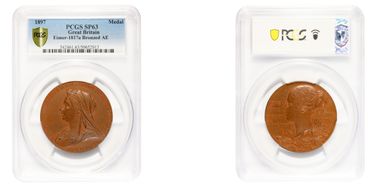 1897 Medal Eimer-1817a, BHM-3506 Diamond Jubliee Bronzed AE SP63