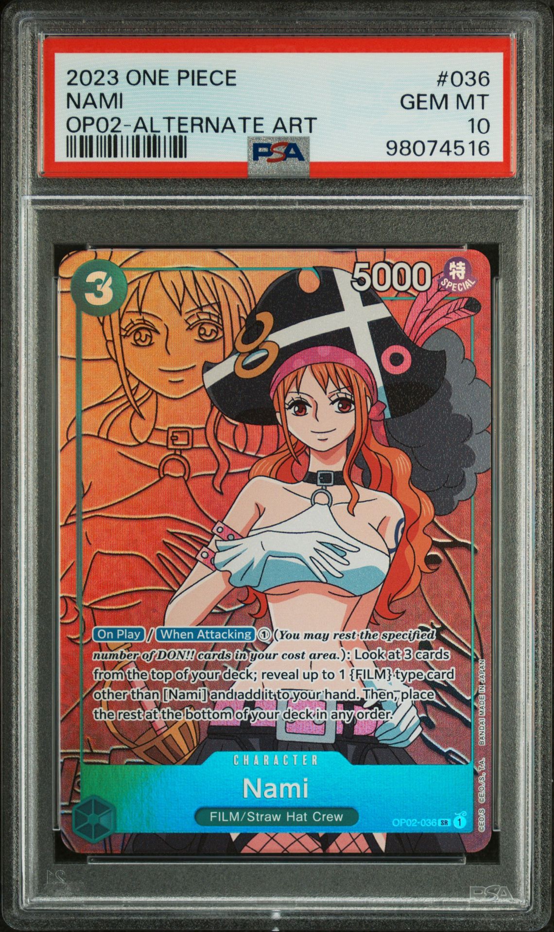 2023 One Piece ONE PIECE OP02-PARAMOUNT WAR ALTERNATE ART #036 Nami front
