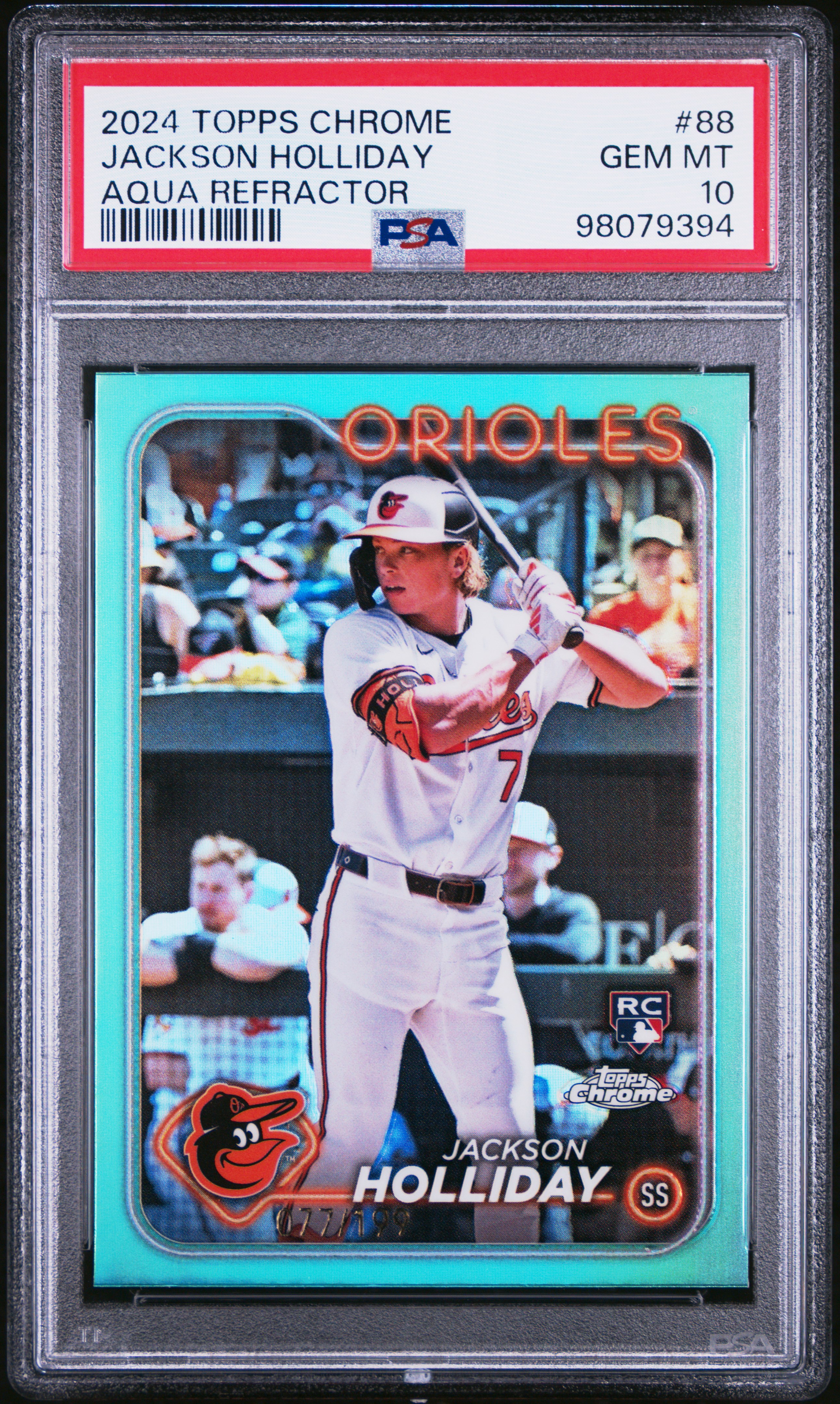 2024 Topps Chrome Jackson Holliday #88 (Aqua Refractor) Gem Mt 10 front