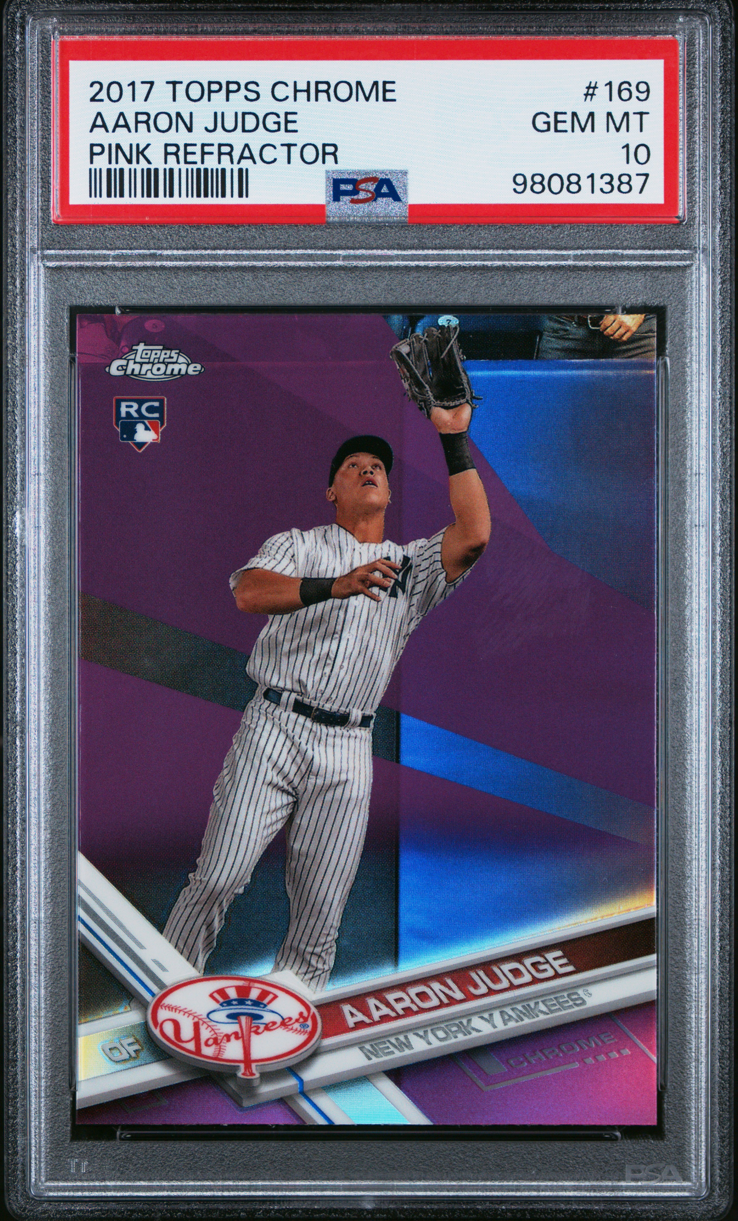 PSA 9 2017 Topps Chrome Aaron Judge Prism Refractor RC