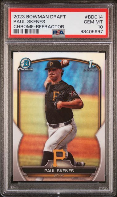 2023 Bowman Bowman Draft Refractor #BDC-14 Draft Paul Skenes Chrome-Refractor front