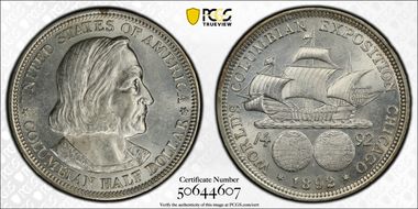 1892 50C Columbian MS62