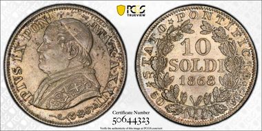 1868-R 10 Sol Anno XXII KM-1376 MS64