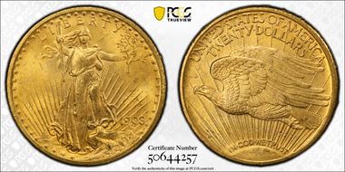 1908 $20 Motto MS64