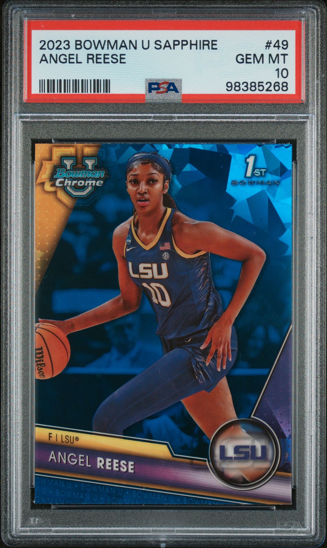 2023 Bowman Bowman University Chrome Sapphire #49 Angel Reese front