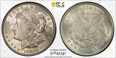 1921 $1 VAM 3F, Wing Die Gouge MS66