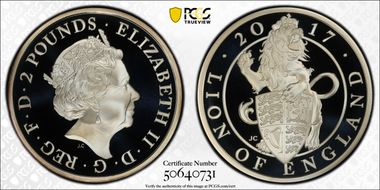 2017 £2 Lion of England Queen's Beasts Ag PR70DCAM