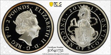 2017 £2 Unicorn of Scotland Queen's Beasts Ag PR70DCAM