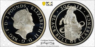 2018 £2 Black Bull of Clarence Queen's Beasts Ag PR69DCAM