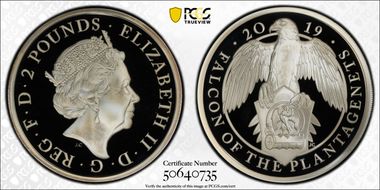 2019 £2 Falcon of the Plantagenets Queen's Beasts Ag PR70DCAM