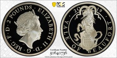 2019 £2 Yale of Beaufort Queen's Beasts Ag PR70DCAM