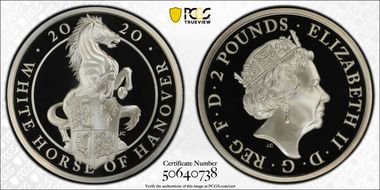 2020 £2 White Horse of Hanover Queen's Beasts Ag PR70DCAM