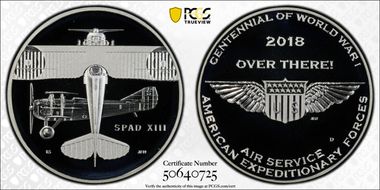 2018-D Medal WWI Centennial - Air Service WWI Centennial Set - Air Service PR69DCAM