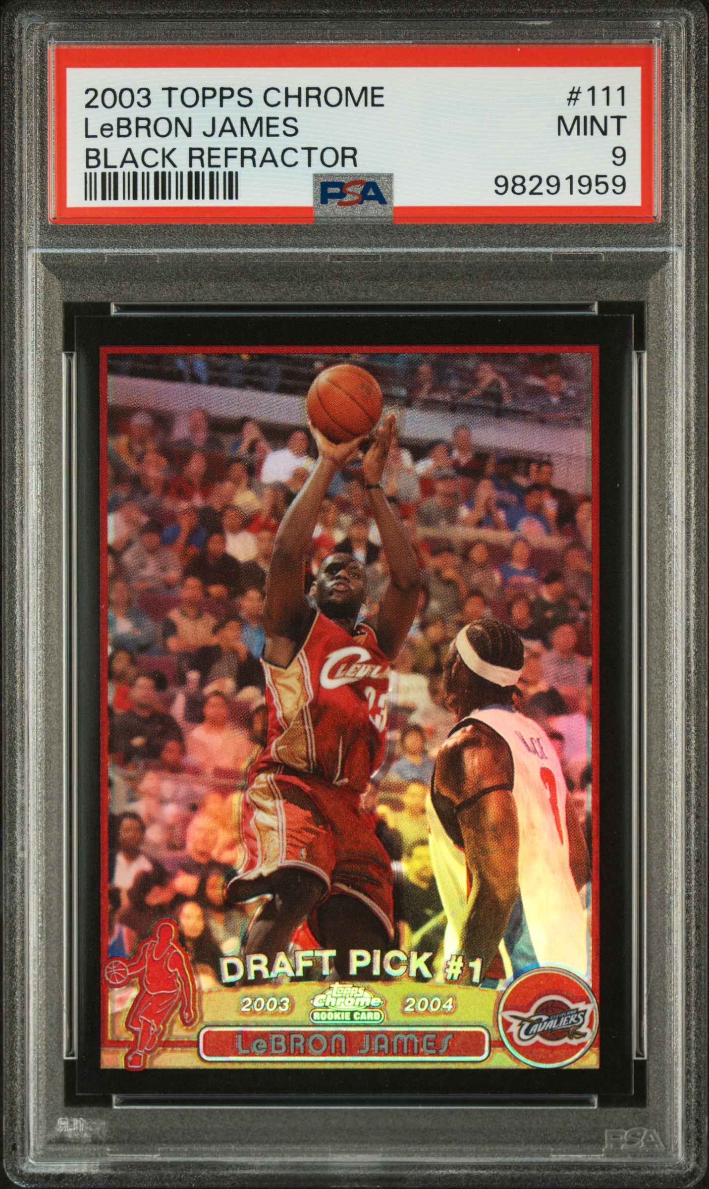 2003 TOPPS CHROME BLACK REFRACTOR LeBRON JAMES /500 PSA 9 | Veriswap