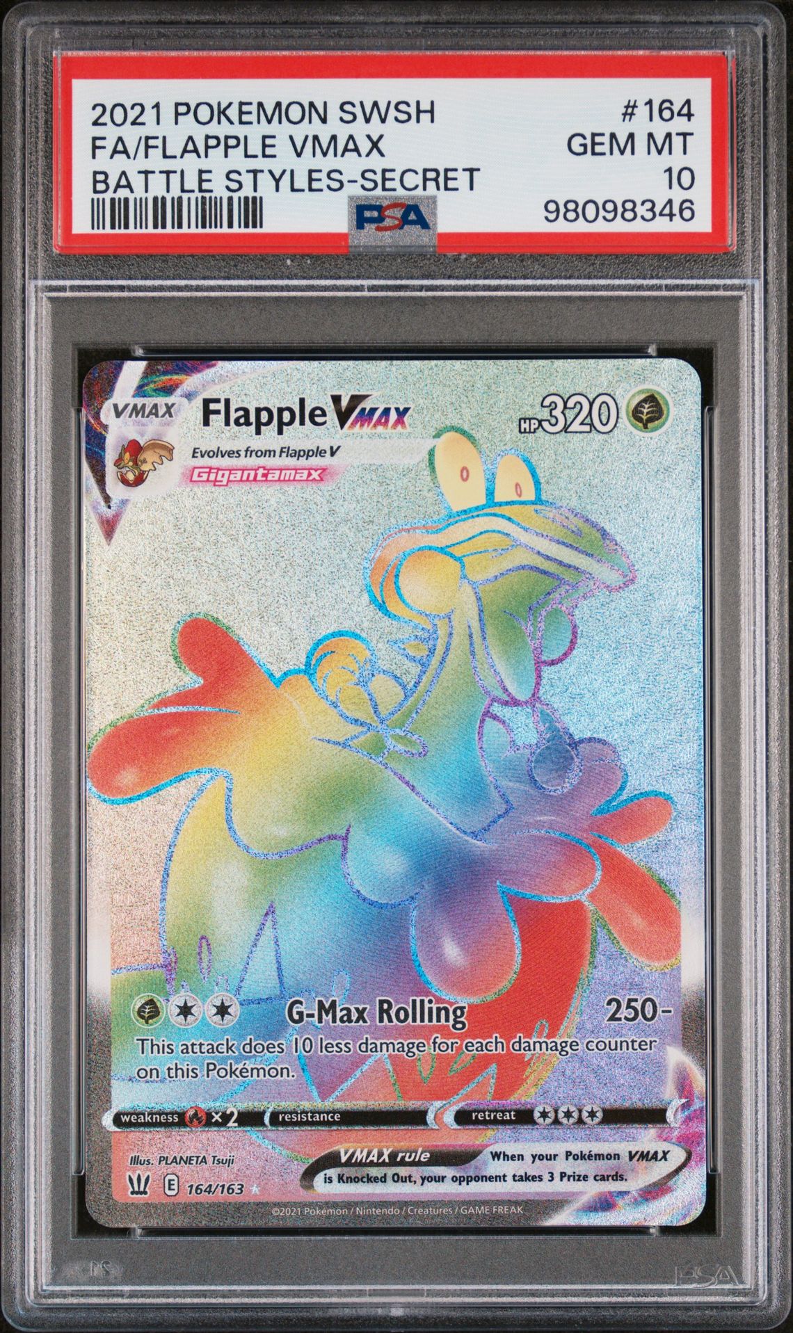 2021 Pokemon POKEMON SWORD & SHIELD BATTLE STYLES Full Art #164 Fa/Flapple Vmax front