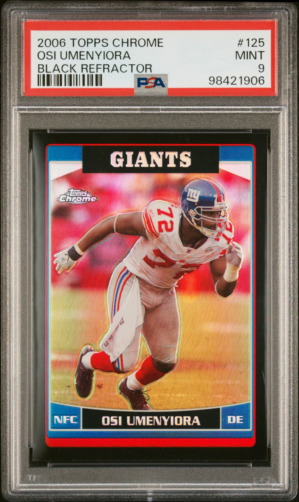 2006 Topps Chrome Osi Umenyiora #125 (Black Refractor) Mint 9 front