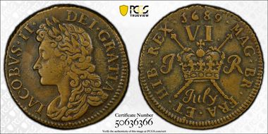 1689 July 6D S-6583B Gun Money XF40