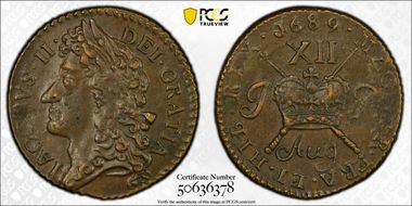 1689 Aug Shil S-6581B Gun Money AU53